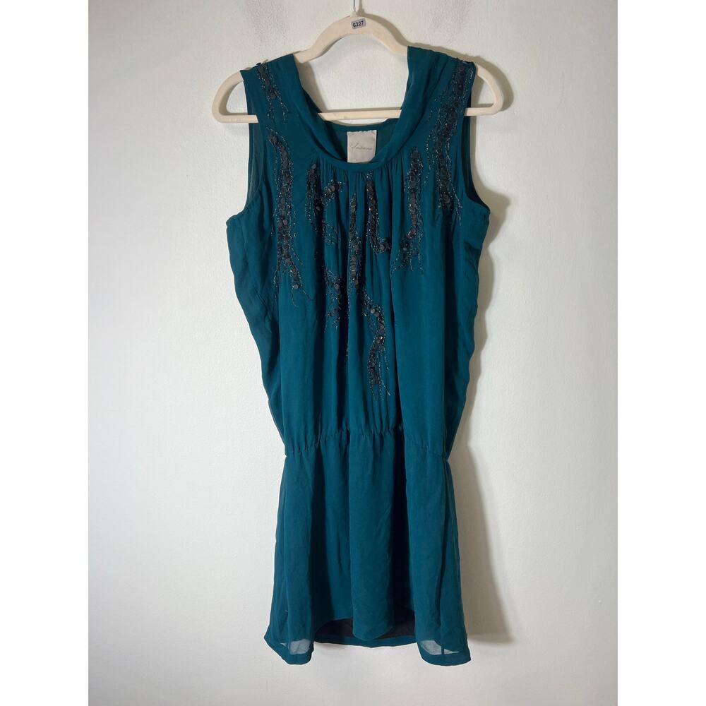 Saivana Green Sleeveless Drop Waist Knee Length Dress Sz M